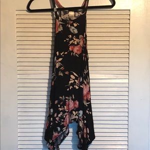 Blue Floral High-Neck Tank Top